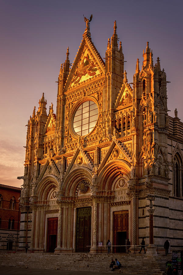 Landmark Photograph - Siena Italy Cathedral Sunset by Joan Carroll