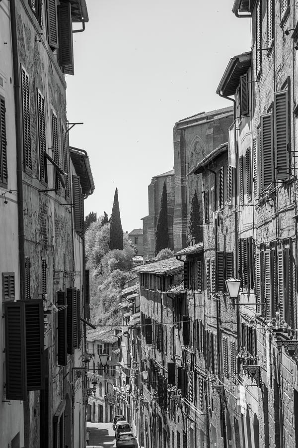 Siena Italy Street Black and White  Photograph by John McGraw