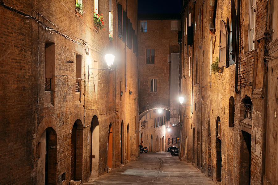 Siena street night view Photograph by Songquan Deng