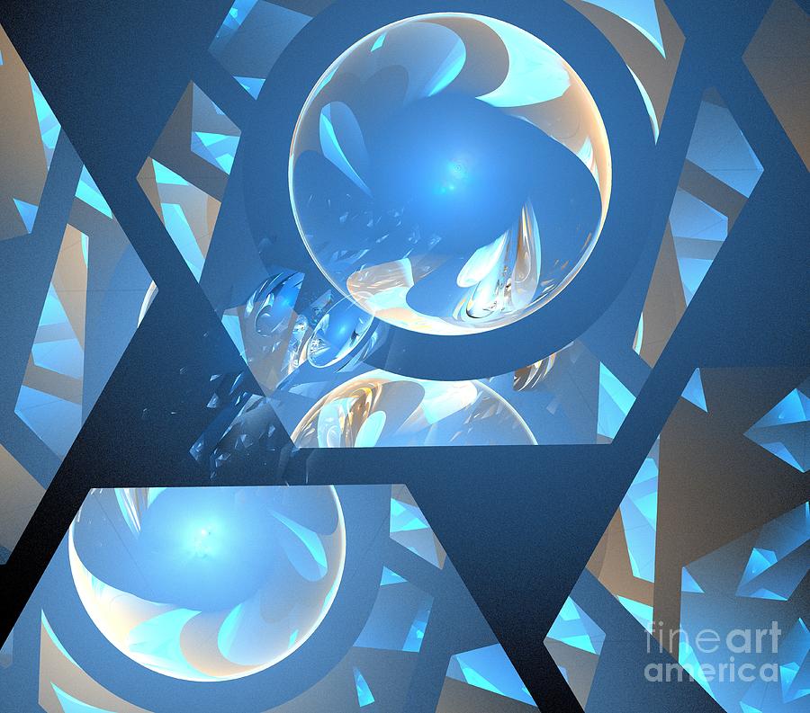 Abstract Digital Art - Sienna Blue Honeycomb by Kim Sy Ok
