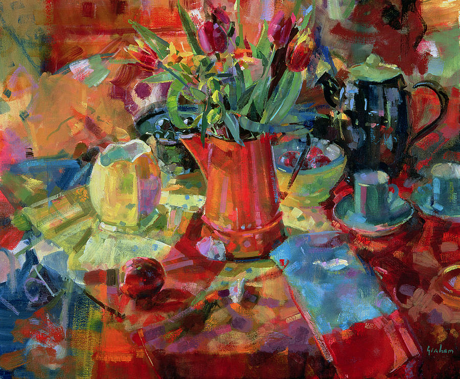 Tea Painting - Sienna Bouquet by Peter Graham