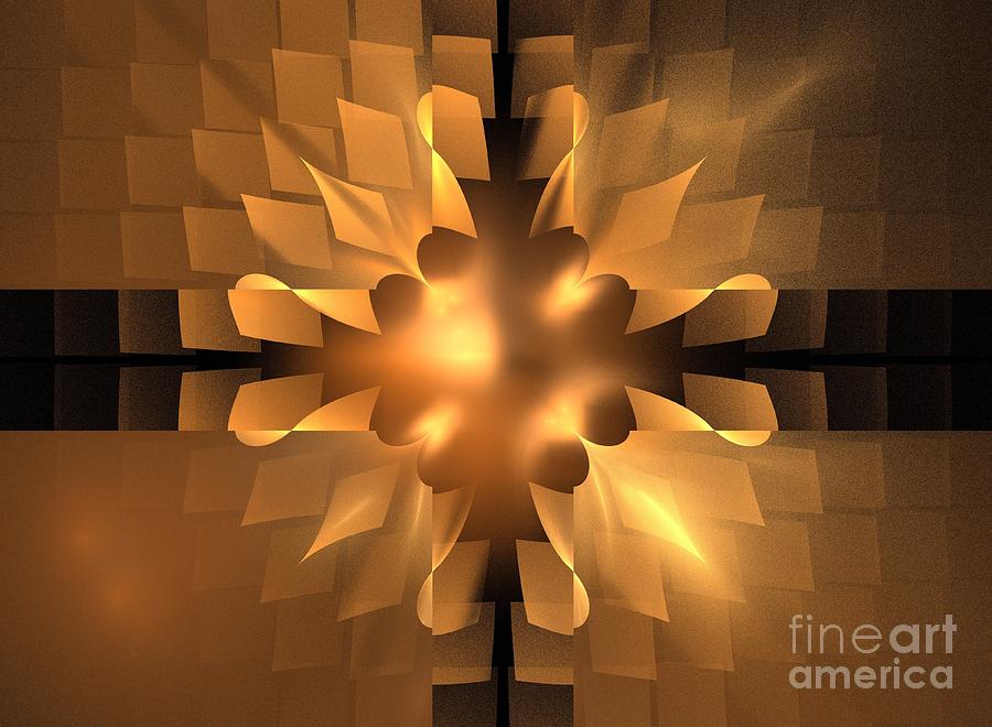 Abstract Digital Art - Sienna Gold Petals by Kim Sy Ok