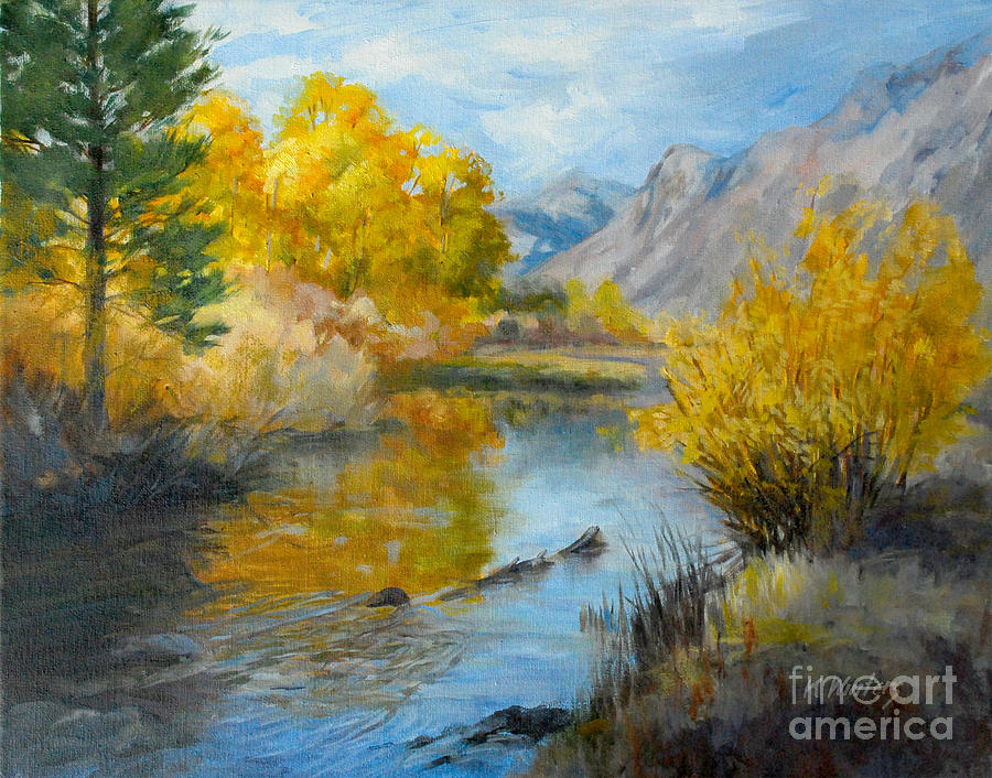 Mountain Painting - Sierra Creek Rush Creek near Grant Lake and Silver Lake June Lake Loop by Karen Winters
