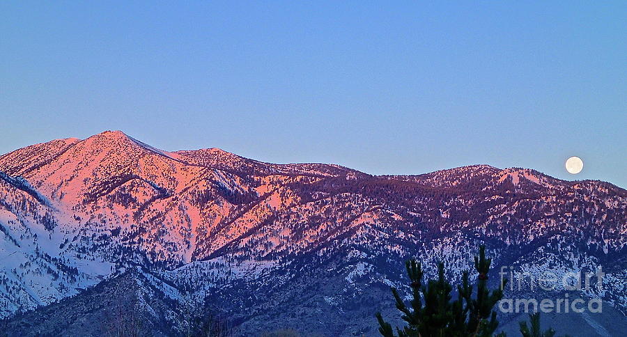 Sierra Mountains Moon Setting Photograph by Cheryl Cutler