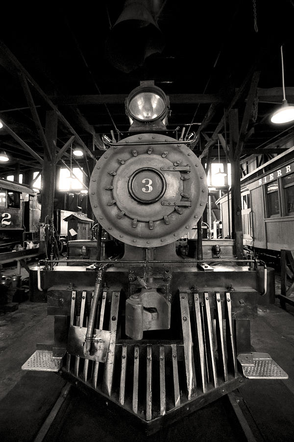 Sierra Railroad Steam Locomotive 3 Black And White Photography