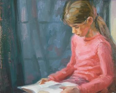 Girl Reading Painting - Sierra Reading by Tony Bianco Girl Reading Painting - Sierra Reading by Tony Bianco