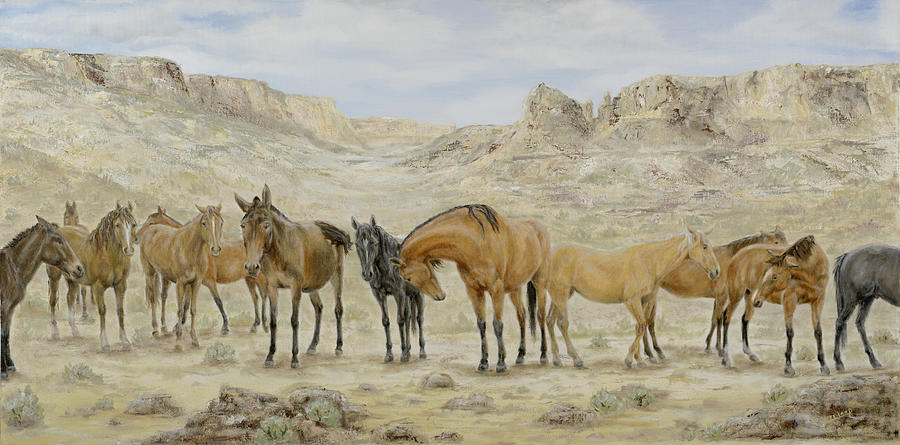 Horse Painting - Siesta at Noon by Cathy Cleveland
