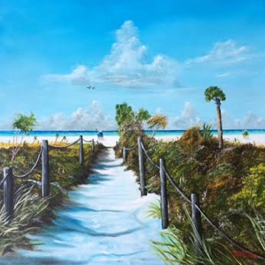 Siesta Beach Access Painting by Lloyd Dobson