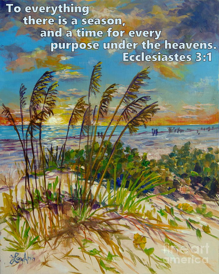 Siesta Beach Sunset Dunes with Scripture Painting by Lou Ann Bagnall
