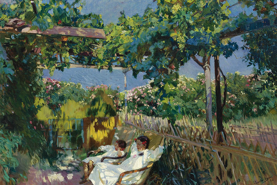 Siesta in the Garden Painting by Joaquin Sorolla
