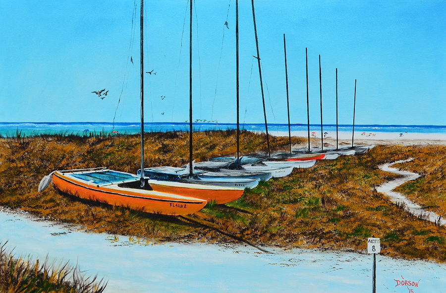 Siesta Key Access #8 Catamarans Painting by Lloyd Dobson