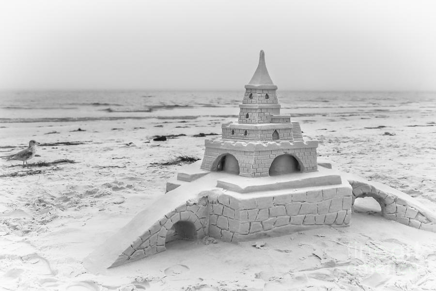 Siesta Key Sandcastle 2, Black and White Photograph by Liesl Walsh