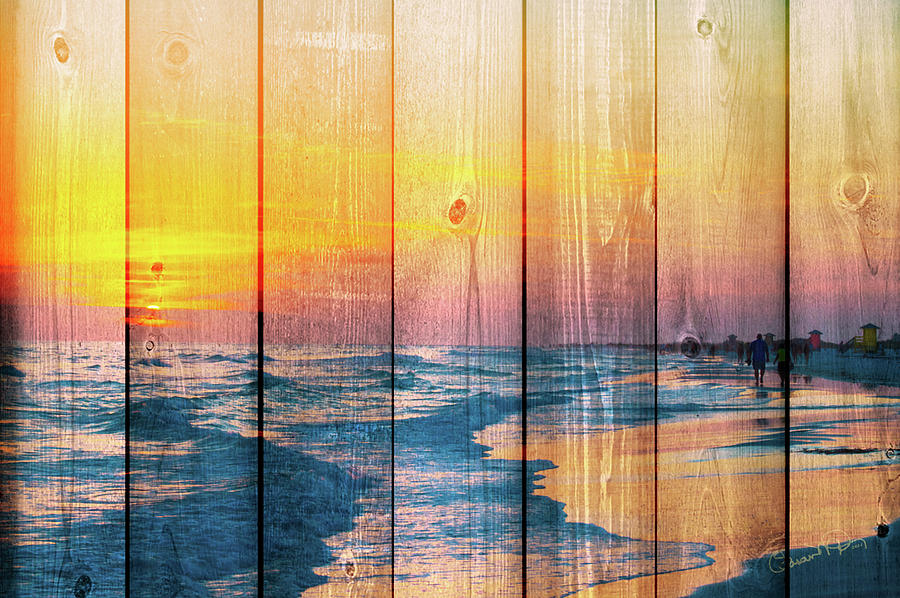 Siesta Key Sunset Walk - Wood Plank Photograph by Susan Molnar