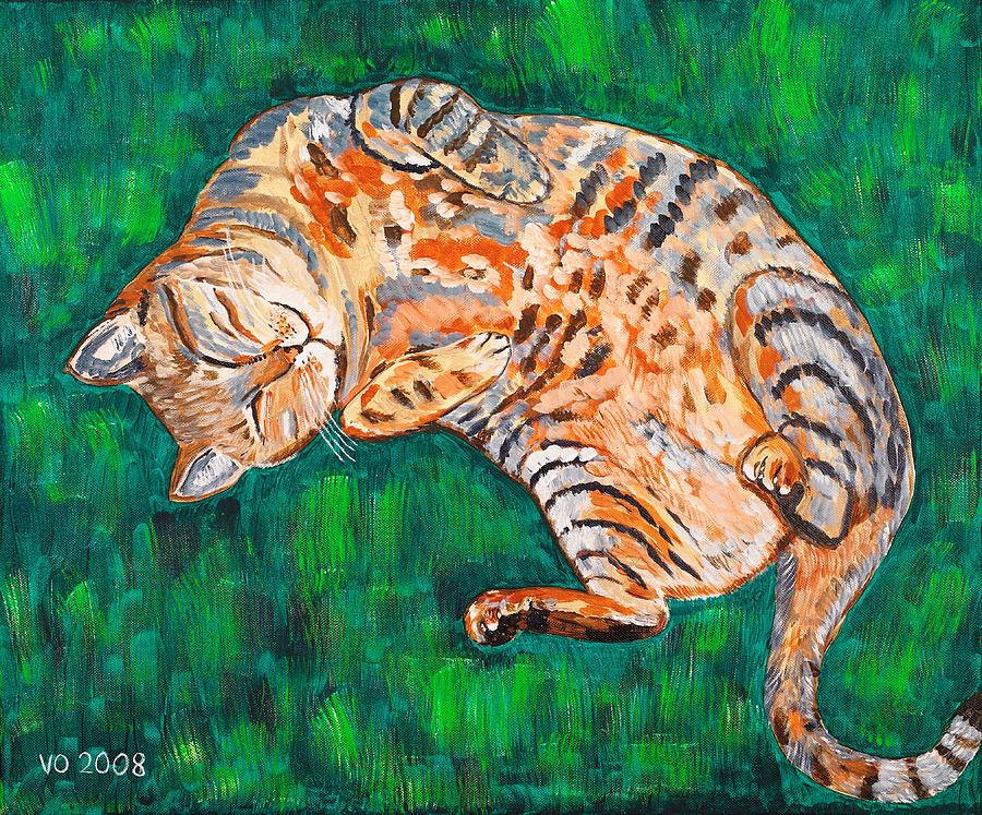 Cat Painting - Siesta by Valerie Ornstein