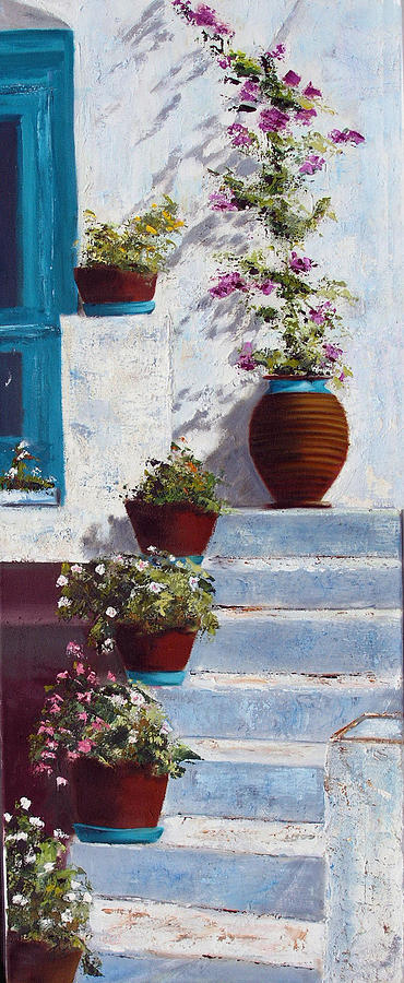 Landscape Painting - Sifnos Cyclades - Appolonia by Lesuisse Viviane Landscape Painting - Sifnos Cyclades - Appolonia by Lesuisse Viviane