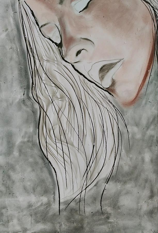 Beauty Drawing - Sigh by J Bauer