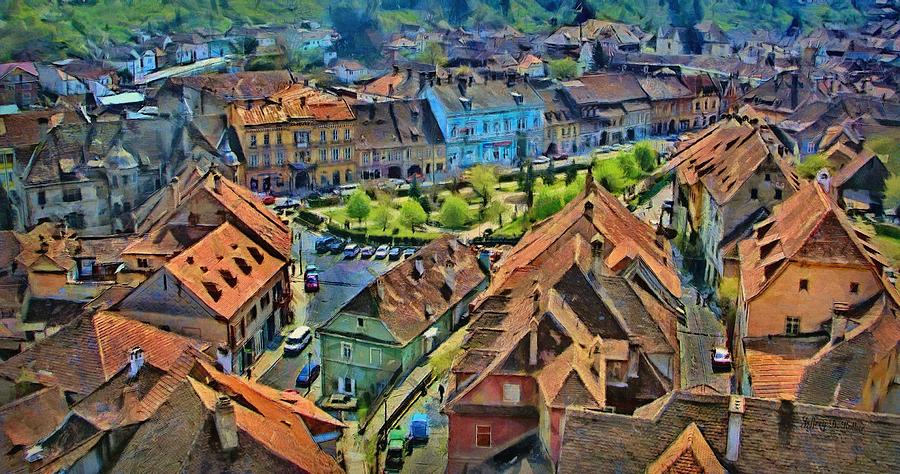 Sighisoara From Above Painting by Jeffrey Kolker