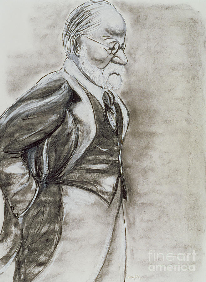Sigmund Freud  charcoal and pastel on paper Pastel by Stevie Taylor