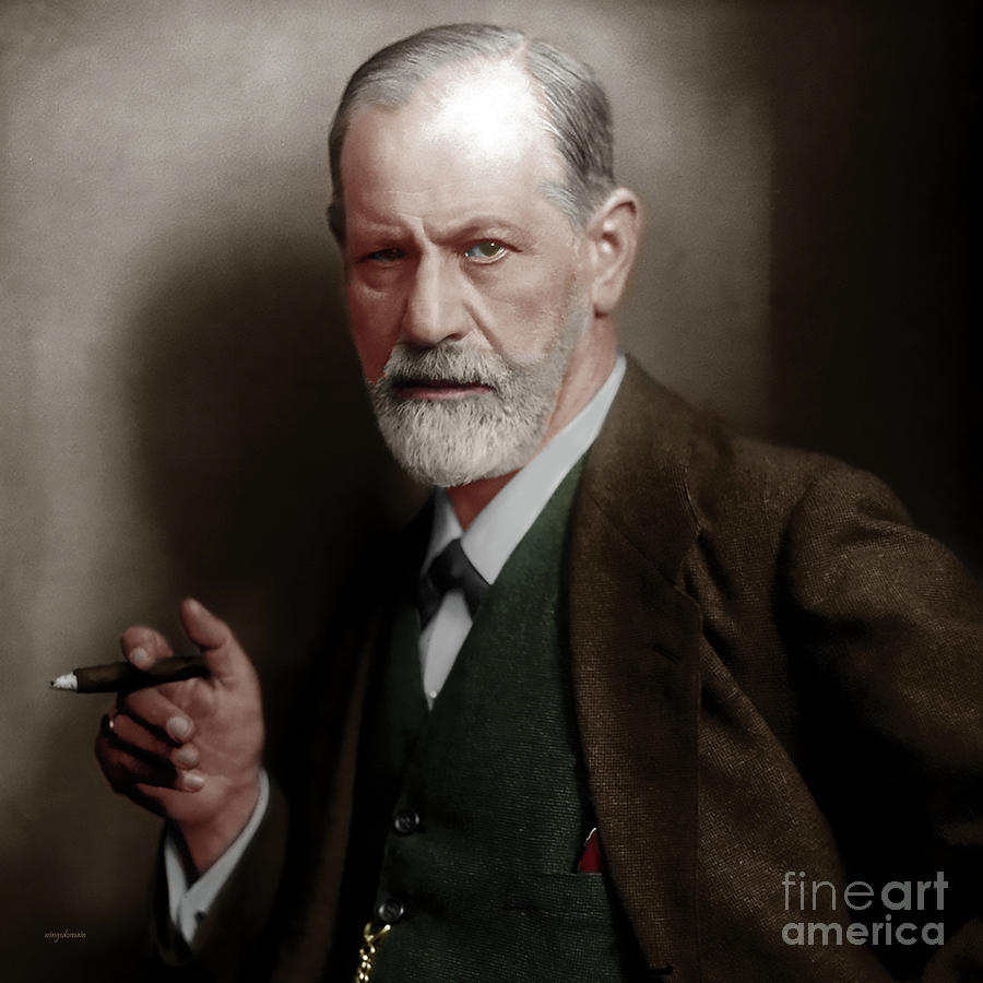 Psycho Movie Photograph - Sigmund Freud Colorized 20170520 square by Wingsdomain Art and Photography