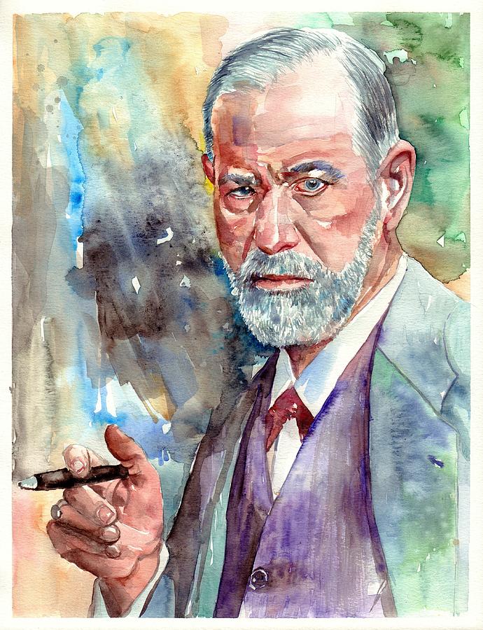 Sigmund Freud portrait Painting by Suzann Sines