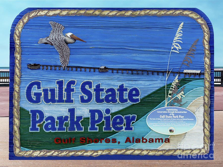 Sign Gulf Shores State Park Pier Al 1604a Photograph by Ricardos Creations