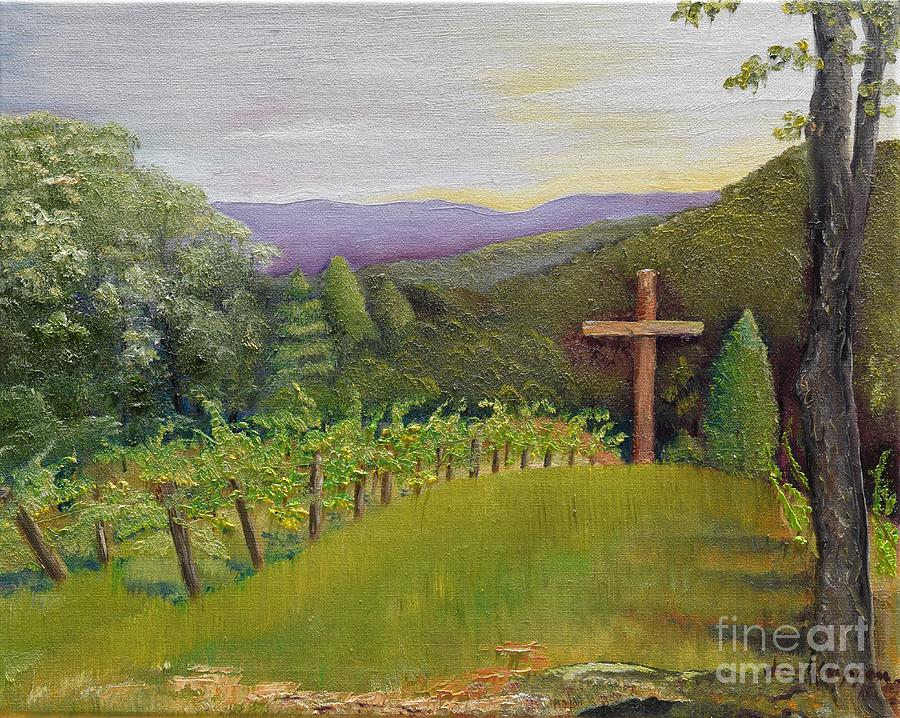 Sign of the Cross at Engelheim Vineyard Painting by Jan Dappen