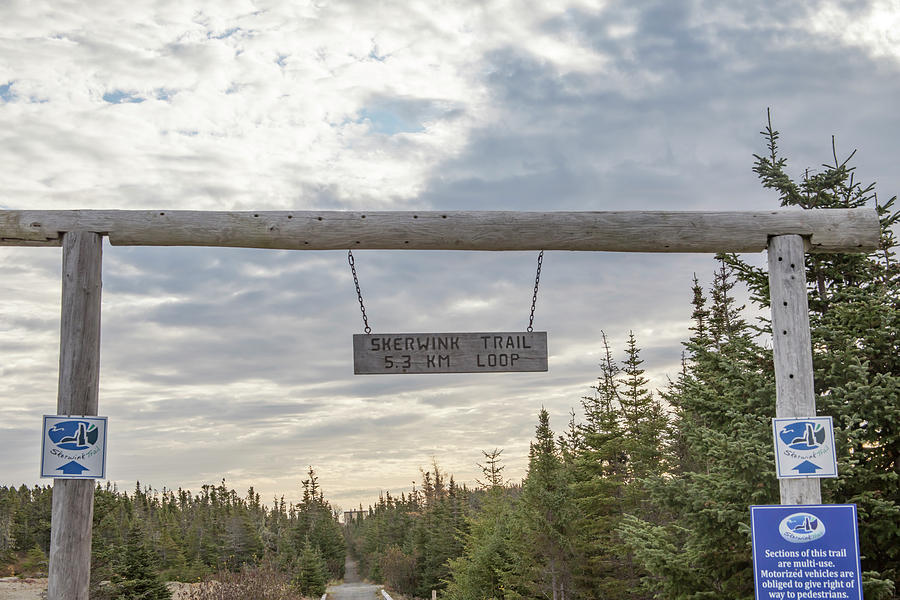 Sign on Skerwink Coastline Trail, Trinity, Newfoundland, Canada  Photograph by Karen Foley