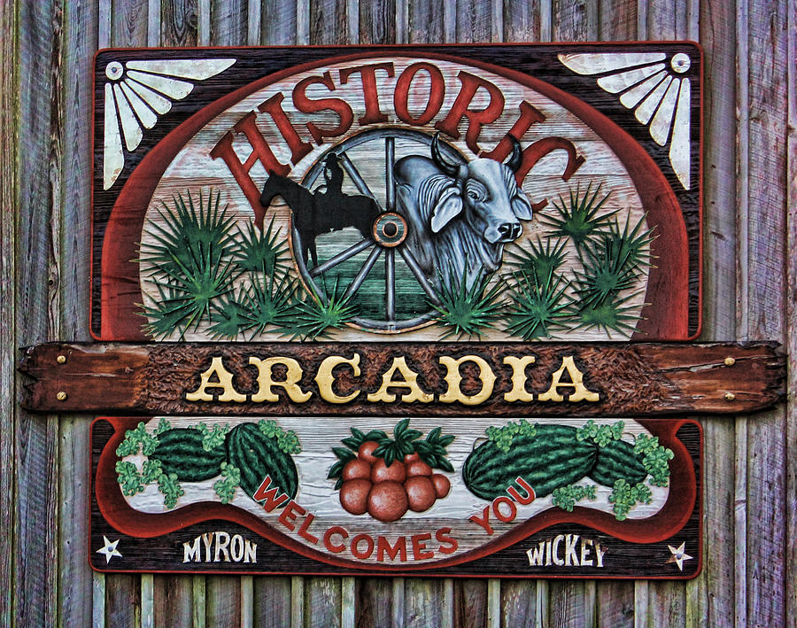 Sign - Welcome To Arcadia Photograph by HH Photography of Florida