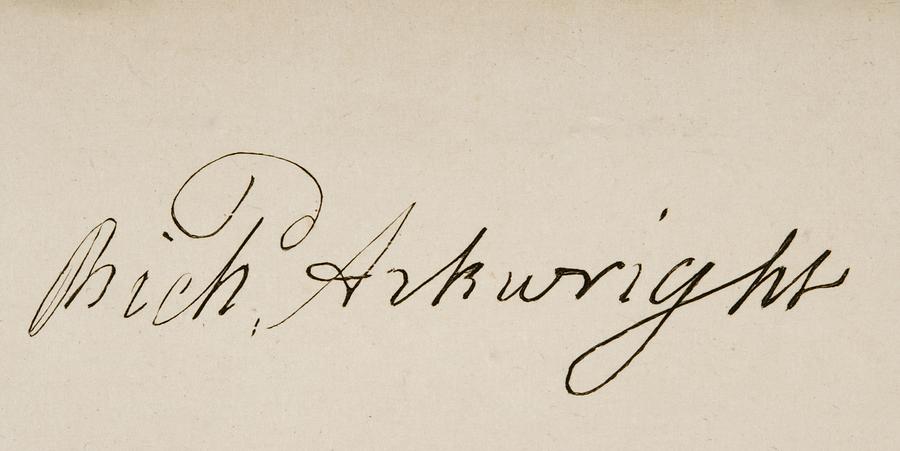 Black And White Drawing - Signature Of Sir Richard Arkwright 1732 by Vintage Design Pics