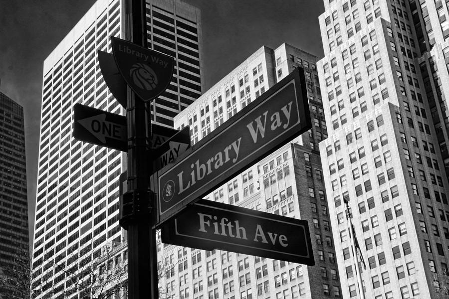 Library Way Street Signs Photograph by Jessica Jenney