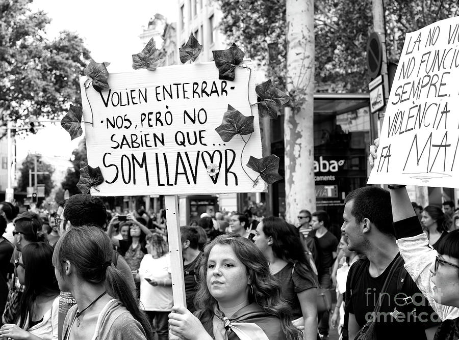 Signs of Protest in Barcelona Photograph by John Rizzuto