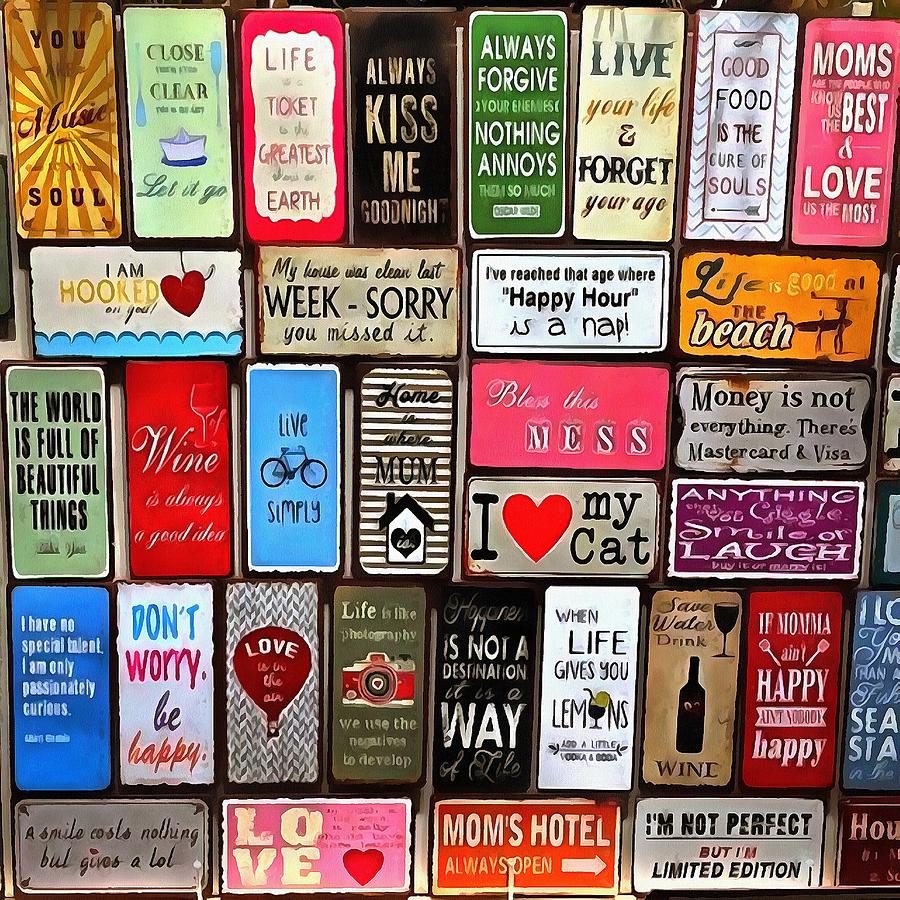 Signs Of The Time Inspirational Quote Mosaic Painting by Taiche Acrylic Art
