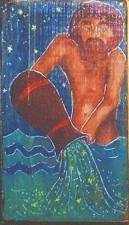 Signs of Zodiak - Aquarius Greeting Card by Rae Chichilnitsky
