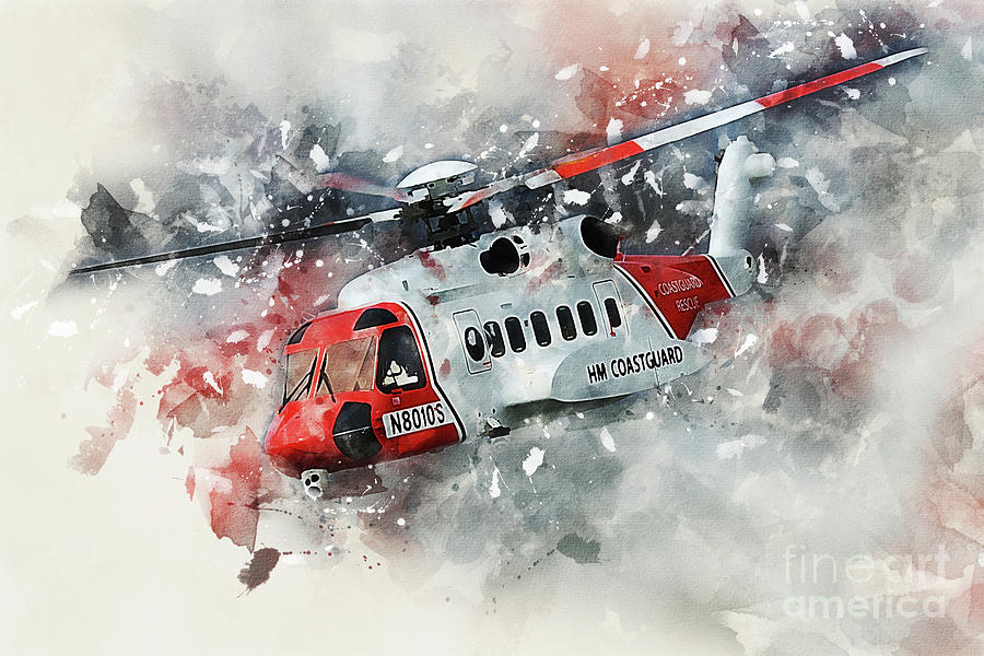 Sikorasky S92 Coast Guard Painting Digital Art by Airpower Art