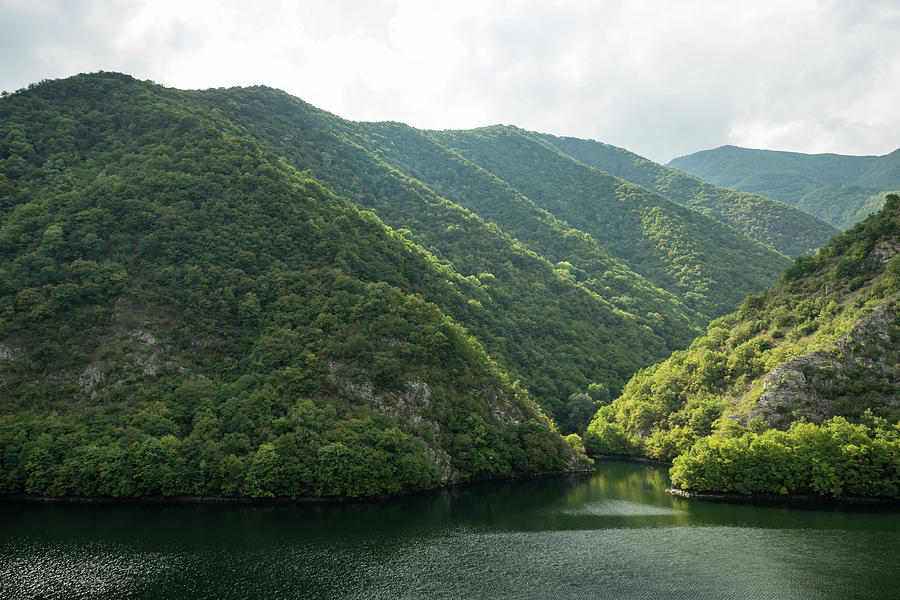 Silence and Solitude - Verdant Mountains Hugging a Lake  Photograph by Georgia Mizuleva