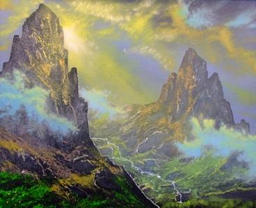 Mountains Painting - Silence Of The Mountains by Victor Kirton Mountains Painting - Silence Of The Mountains by Victor Kirton