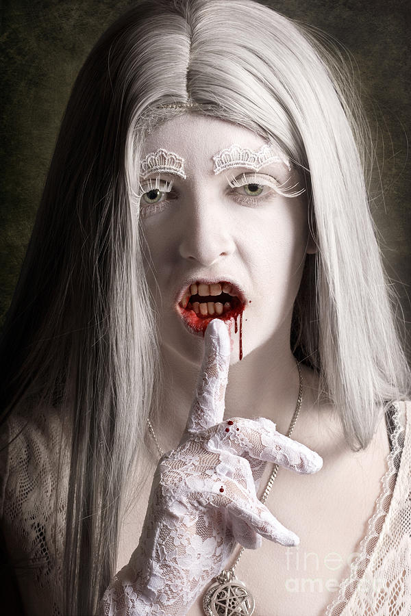 Fantasy Photograph - Silent evil white vampire woman. Monster secret by Jorgo Photography