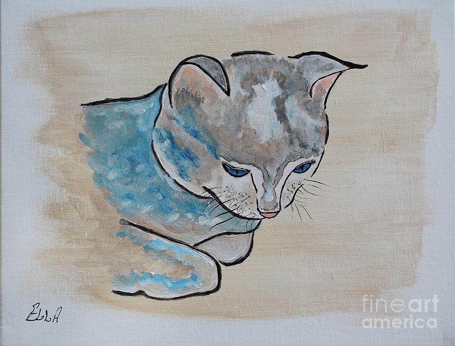 Silent Moments - Cat Painting Painting by Ella Kaye Dickey