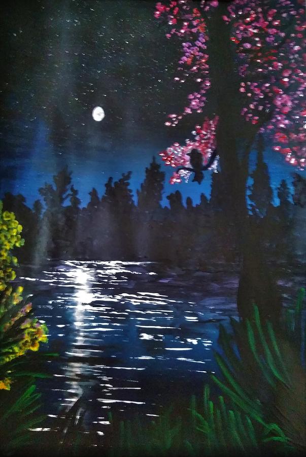 Silent moonlit night Painting by Tara Krishna