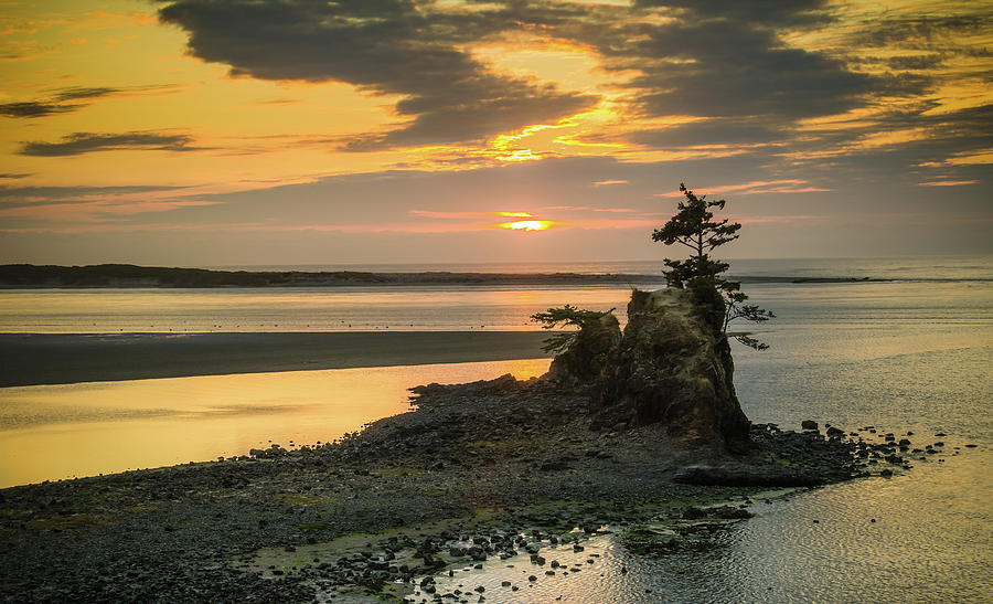 Siletz Bay Sunset Photograph by Don Schwartz