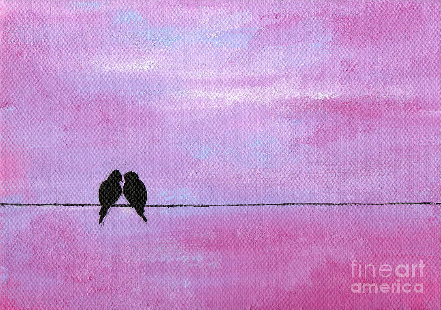 Silhouette Birds Two Painting by Julia Underwood