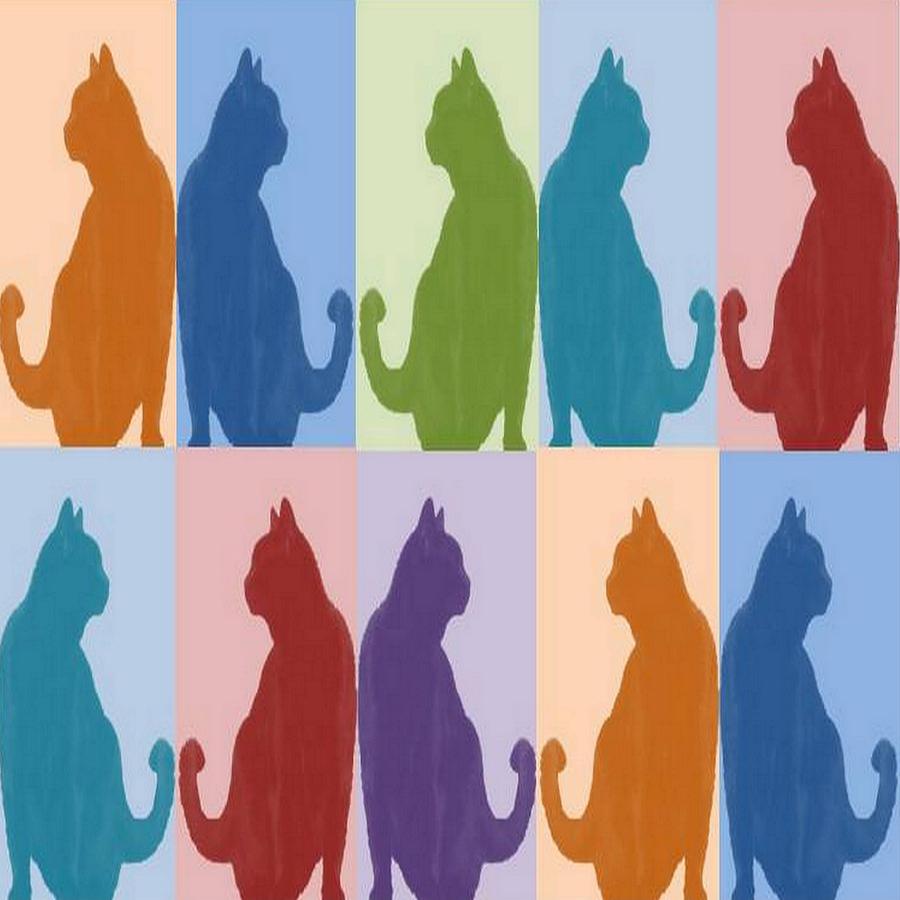Silhouette Cat Collage Pattern New Media Art Photograph by Taiche Acrylic Art