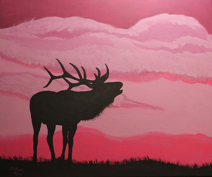 Silhouette Elk Painting by Ralph Root