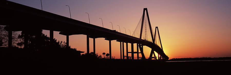Architecture Photograph - Silhouette Of A Bridge Over A River by Panoramic Images