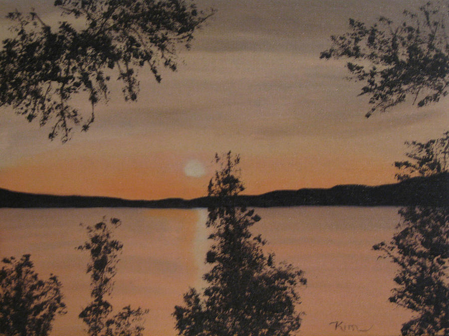 Silhouette of A Sunset Painting by Kimber  Butler