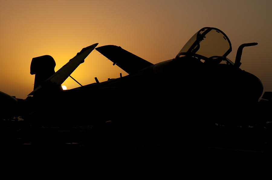 Silhouette Of An Ea-6b Prowler Photograph by Giovanni Colla