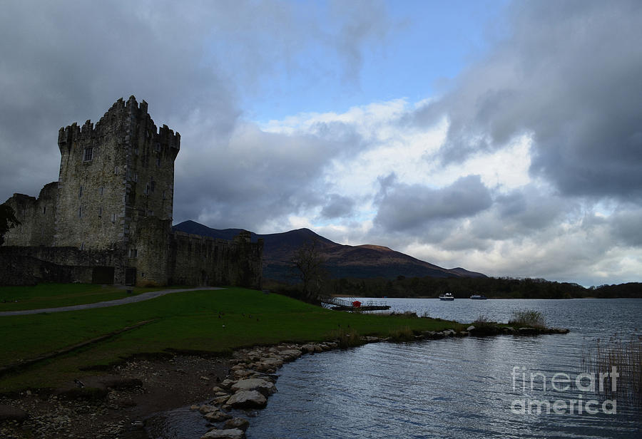 Silhouette of Ross Castle in Killarney National Park Ireland Photograph by DejaVu Designs
