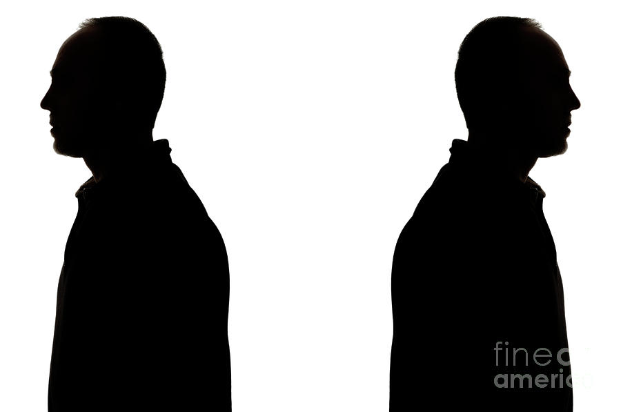 Man And Woman Silhouette Back To Back