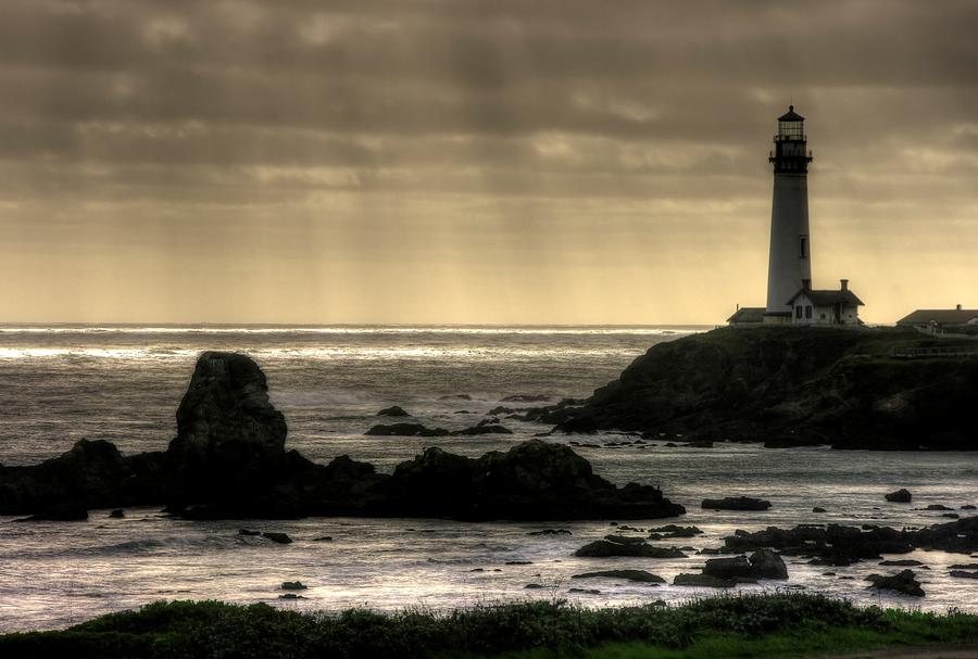 Silhouette Sentinel - Pigeon Point Lighthouse - Central California Coast Spring Photograph by Michael Mazaika