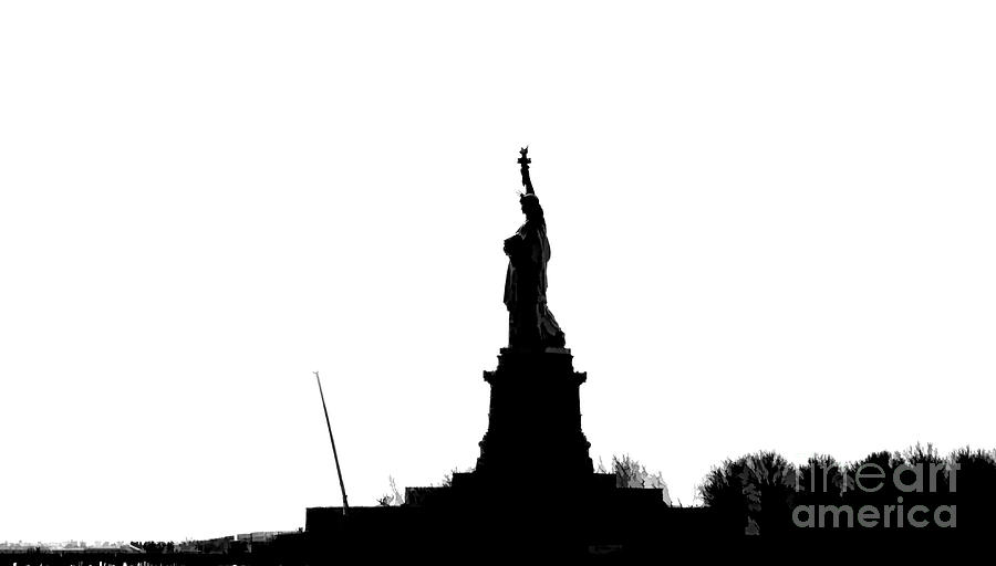 Silhouette Statue of Liberty Ellis Island  Photograph by Chuck Kuhn